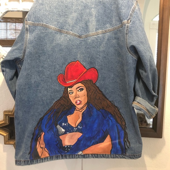 hand painted LIZZO jacket 1 of a kind XL - Picture 5 of 8